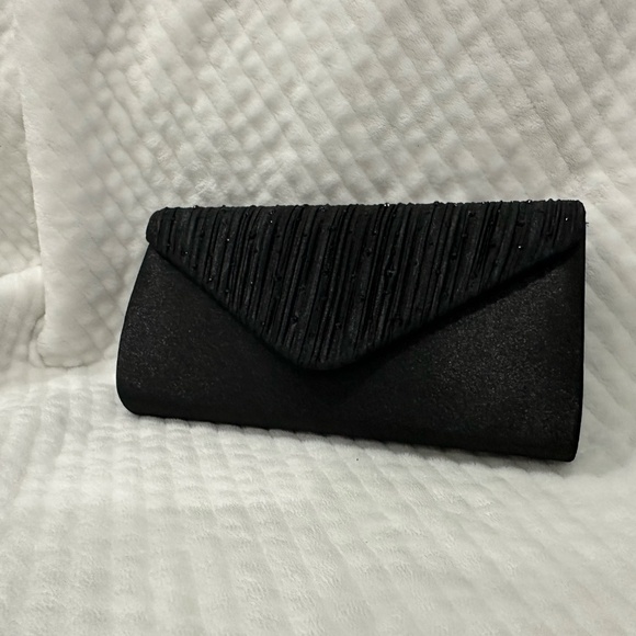 Black Clutch, Ruched Design with Rhinestones. brand new condition, never used. - Picture 1 of 7